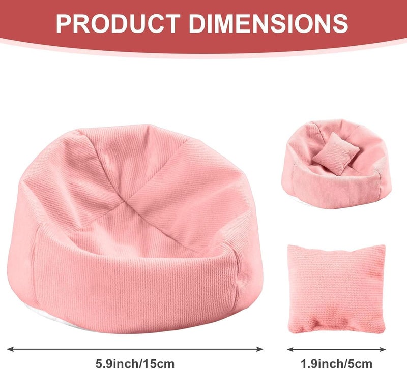 Walant Doll Car Seat Compatible with Labubu, Handmade Bean Bag Chair for 15-17cm Doll, Anti-Slip Bottom, Cute Doll Accessories for Display, Fans&Collectors Gifts, Durable Corduroy Fabric (Pink) - Image 3